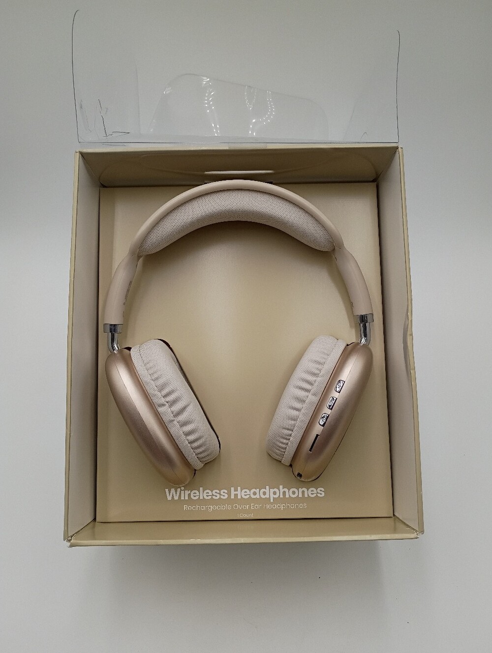 Wireless Headphones. Rechargeable Over Ear Headphones. Champagne. Open Box.